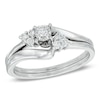 Thumbnail Image 0 of Previously Owned - 1/6 CT. T.W. Diamond Three Stone Slant Bridal Set in 10K White Gold