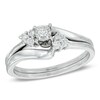 Thumbnail Image 1 of Previously Owned - 1/6 CT. T.W. Diamond Three Stone Slant Bridal Set in 10K White Gold