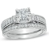 Thumbnail Image 1 of Previously Owned - 1-1/5 CT. T.W. Diamond Vintage-Style Bridal Set in 14K White Gold