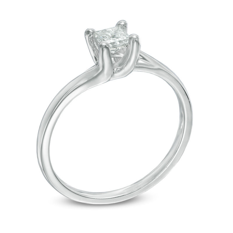 Previously Owned - 1/3 CT. Princess-Cut Diamond Solitaire Engagement Ring in 14K White Gold