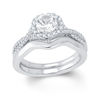 Thumbnail Image 1 of Previously Owned - 6.0mm Lab-Created White Sapphire Frame Bridal Set in Sterling Silver