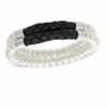 Thumbnail Image 1 of Previously Owned-Honora 7.0-7.5mm Freshwater Cultured Pearl and Black Braided Leather Double Strand Bracelet-7.5"