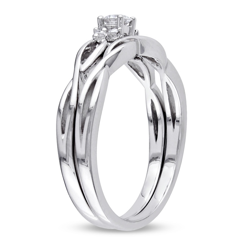 Main Image 2 of Previously Owned - 1/6 CT. T.W. Diamond Loose Braid Bridal Set in 10K White Gold