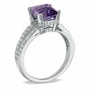Thumbnail Image 2 of Previously Owned - Princess-Cut Amethyst and 1/4 CT. T.W. Diamond Engagement Ring in 10K White Gold