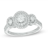 Thumbnail Image 1 of Previously Owned - 3/4 CT. T.W. Diamond Oval Frame Past Present Future® Ring in 14K White Gold