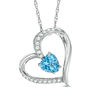Thumbnail Image 0 of Previously Owned - 6.0mm Heart-Shaped Swiss Blue Topaz and Lab-Created White Sapphire Heart Pendant in Sterling Silver