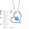 Thumbnail Image 1 of Previously Owned - 6.0mm Heart-Shaped Swiss Blue Topaz and Lab-Created White Sapphire Heart Pendant in Sterling Silver