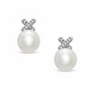 Thumbnail Image 1 of Previously Owned-Honora 7.0-7.5mm Freshwater Cultured Pearl and Diamond Accent "X" Earrings in Sterling Silver