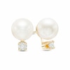 Thumbnail Image 0 of Previously Owned - 7.5 - 8.0mm Cultured Akoya Pearl Earrings with Diamond Accents in 14K Gold