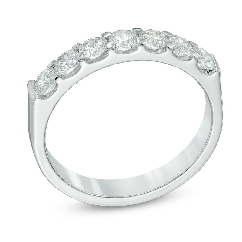 Previously Owned - 3/4 CT. T.W. Certified Diamond Seven Stone Anniversary Band in 14K White Gold (I/SI2)