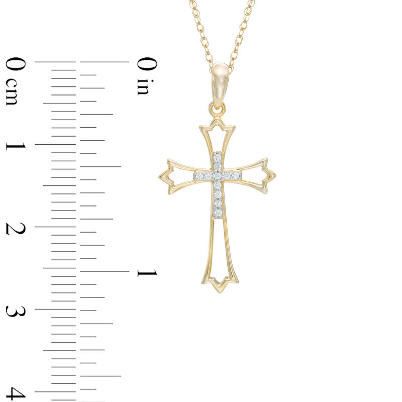 Previously Owned - Diamond Accent Double Cross Cutout Pendant in 10K Gold