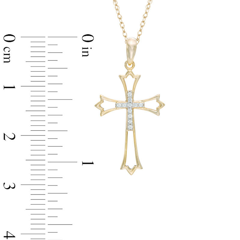 Main Image 2 of Previously Owned - Diamond Accent Double Cross Cutout Pendant in 10K Gold