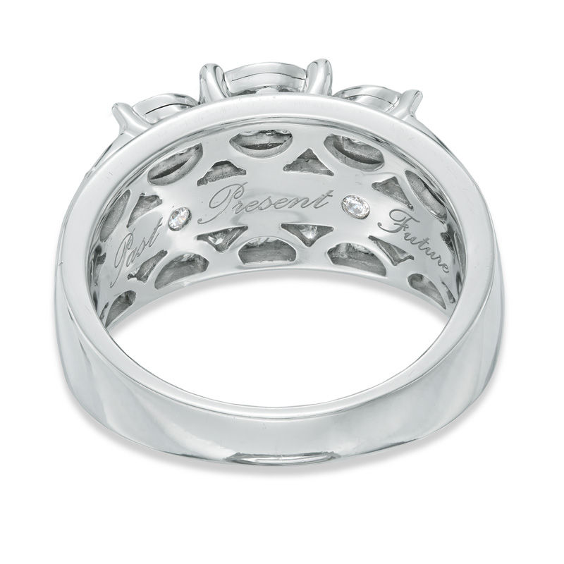 Main Image 3 of Previously Owned - 2 CT. T.W. Diamond Past Present Future® Ring in 14K White Gold