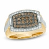 Thumbnail Image 1 of Previously Owned - 1 CT. T.W. Champagne and White Diamond Tonneau-Shaped Ring in 10K Gold