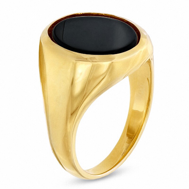 Main Image 2 of Previously Owned - Men's Oval Onyx Ring in 10K Gold