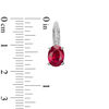 Thumbnail Image 1 of Previously Owned - Oval Lab-Created Ruby and Diamond Accent Drop Earrings in Sterling Silver