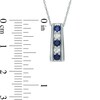 Thumbnail Image 2 of Previously Owned - Lab-Created Blue and White Sapphire Linear Five Stone Pendant in 10K White Gold