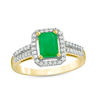 Thumbnail Image 0 of Previously Owned - Emerald-Cut Emerald and 1/4 CT. T.W. Diamond Frame Ring in 10K Gold