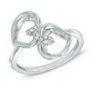 Thumbnail Image 0 of Previously Owned - The Heart Within® Diamond Accent Mirrored Hearts Ring in 10K White Gold
