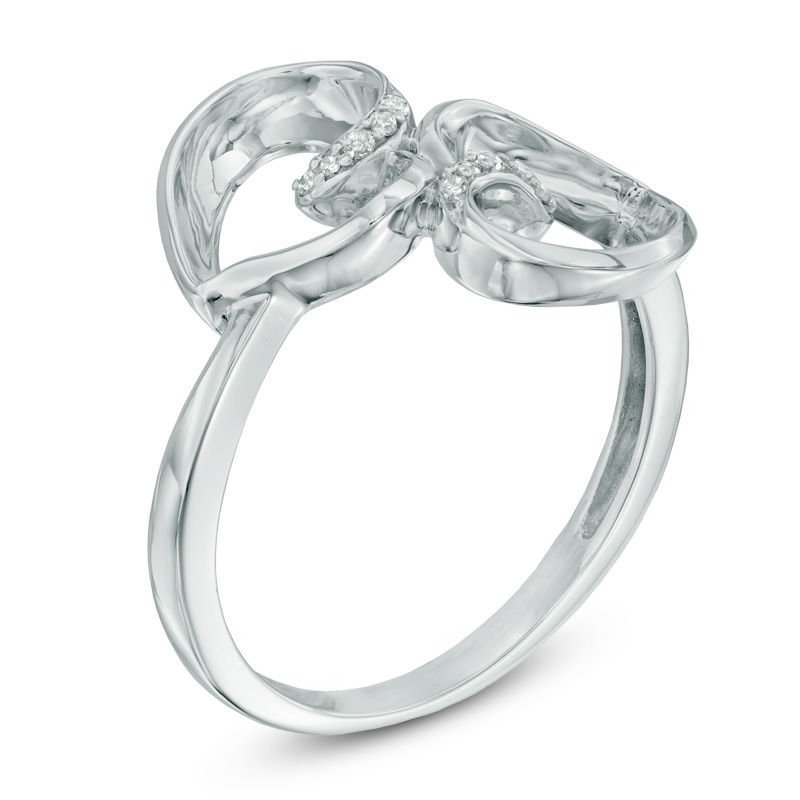 Previously Owned - The Heart Within® Diamond Accent Mirrored Hearts Ring in 10K White Gold