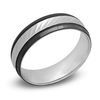 Thumbnail Image 1 of Previously Owned - Men's 6.0mm Diamond-Cut Wedding Band in 10K White Gold with Black Rhodium