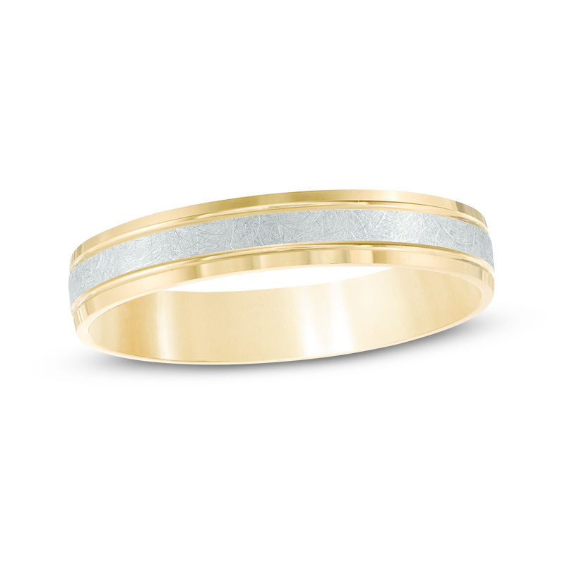 Main Image 1 of Previously Owned - 4.0mm Diamond-Cut Comfort Fit Band in 10K Two-Tone Gold
