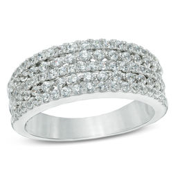 Previously Owned - 1 CT. T.W.  Diamond Five Row Anniversary Band in 14K White Gold (I/SI2)