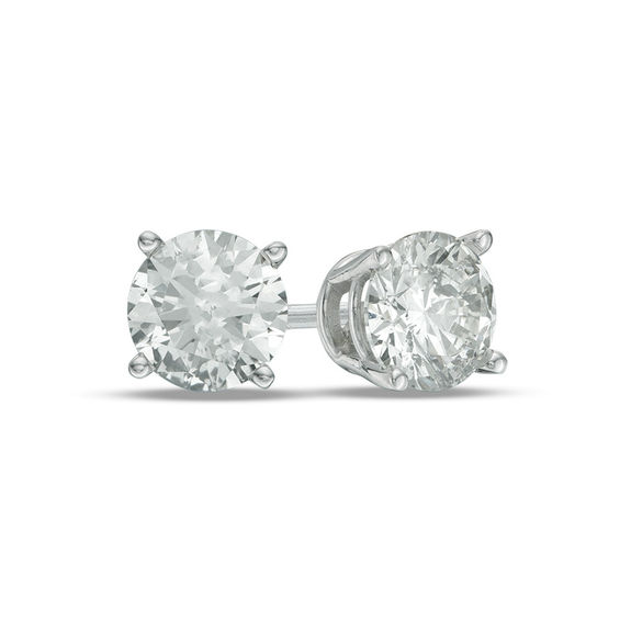 Previously Owned - 1 CT. T.W. Diamond Solitaire Stud Earrings in 14K White Gold Previously Owned - 1 CT. T.W. Diamond Solitaire Stud Earrings in 14K White Gold