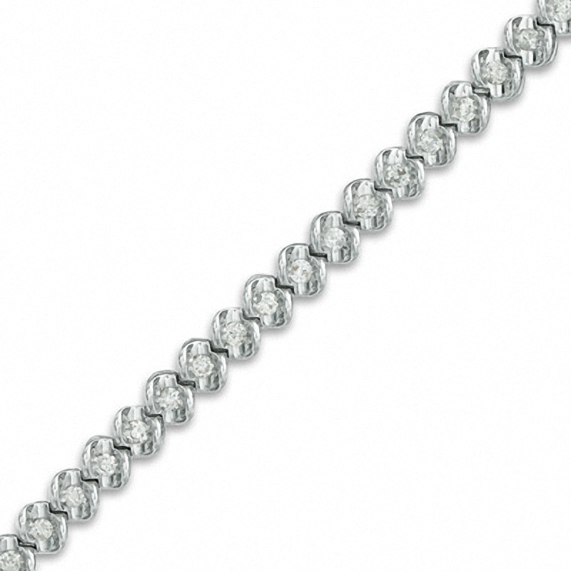 Main Image 1 of Previously Owned - 1 CT. T.W. Diamond Bracelet in 10K White Gold - 7.25"