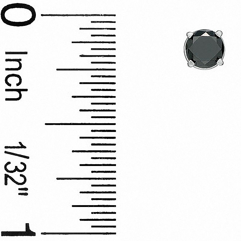 Main Image 2 of Previously Owned - 1 CT. T.W. Black Diamond Stud Earrings in 10K White Gold