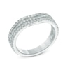 Thumbnail Image 1 of Previously Owned - 3/4 CT. T.W. Diamond Three Row Contour Wedding Band in 14K White Gold