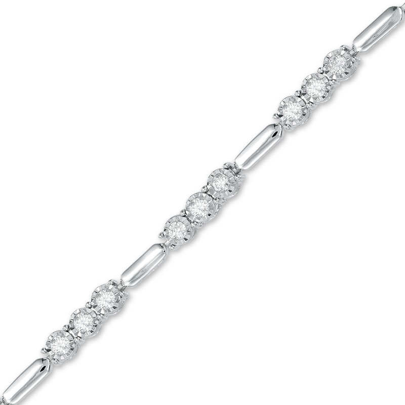 Main Image 1 of Previously Owned - 1 CT. T.W. Diamond Three Stone Station Bracelet in 10K White Gold