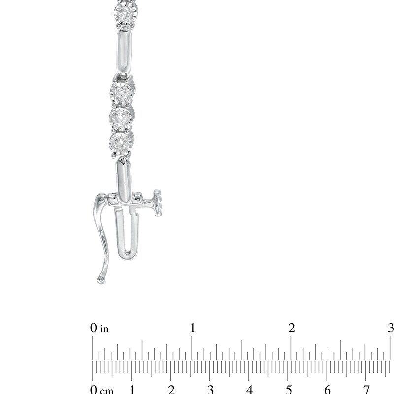 Main Image 2 of Previously Owned - 1 CT. T.W. Diamond Three Stone Station Bracelet in 10K White Gold