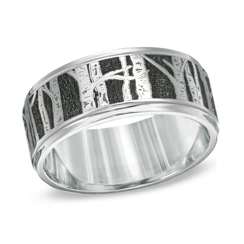 Main Image 1 of Previously Owned - 9.0mm Aspen Tree Comfort Fit Cobalt Wedding Band