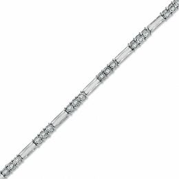 Previously Owned - 1/4 CT. T.W. Diamond Three Stone Line Bracelet in 10K White Gold