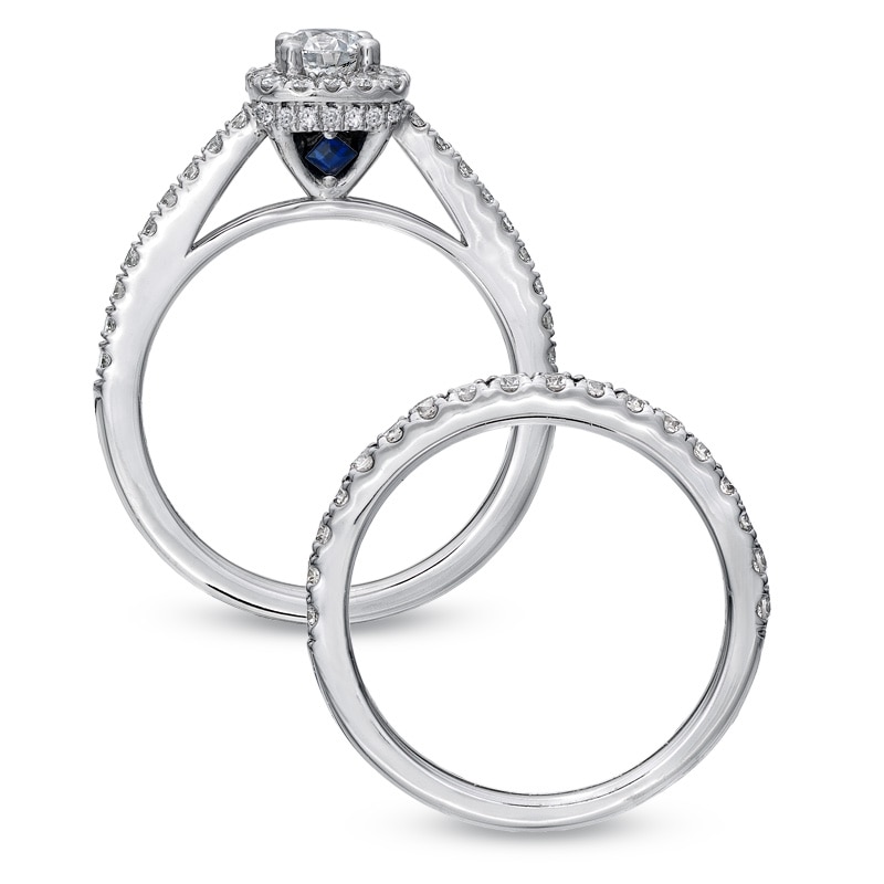 Main Image 2 of Previously Owned - Vera Wang Love Collection 1 CT. T.W. Diamond Frame Bridal Set in 14K White Gold