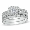 Thumbnail Image 0 of Previously Owned - 1 CT. T.W. Diamond Cushion-Shape Double Frame Bridal Set in 10K White Gold
