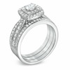 Thumbnail Image 1 of Previously Owned - 1 CT. T.W. Diamond Cushion-Shape Double Frame Bridal Set in 10K White Gold