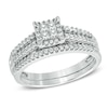 Thumbnail Image 1 of Previously Owned - 1/2 CT. T.W. Princess-Cut Quad Diamond Frame Bridal Set in 10K White Gold