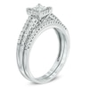 Thumbnail Image 2 of Previously Owned - 1/2 CT. T.W. Princess-Cut Quad Diamond Frame Bridal Set in 10K White Gold