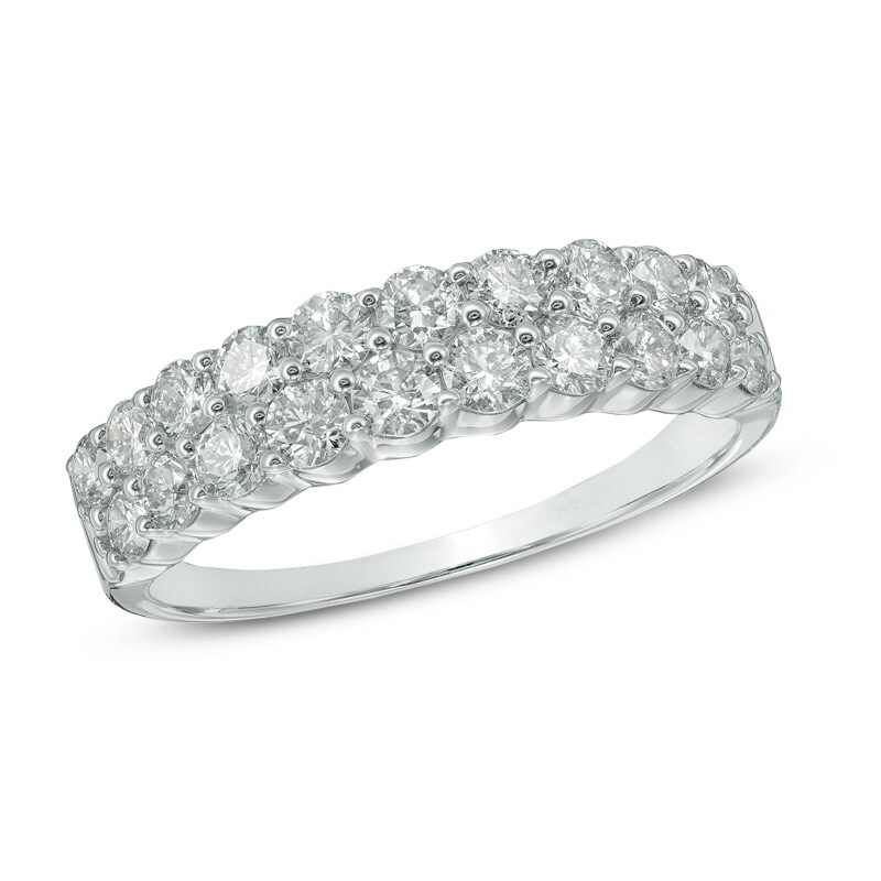 Main Image 1 of Previously Owned - 1 CT. T.W. Diamond Double Row Anniversary Band in 14K White Gold