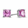Previously Owned - 6.0mm Cushion-Cut Lab-Created Pink Sapphire Fashion Stud Earrings in 10K White Gold