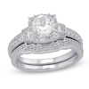 Thumbnail Image 1 of Previously Owned - 6.0mm Lab-Created White Sapphire Collar Bridal Set in Sterling Silver