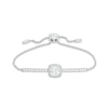 Thumbnail Image 1 of Previously Owned - 7.0mm Cushion-Cut Lab-Created White Sapphire Frame Bolo Bracelet in Sterling Silver - 9.0"