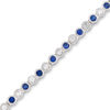 Thumbnail Image 1 of Previously Owned - Lab-Created Blue and White Sapphire Vintage-Style Tennis Bracelet in Sterling Silver - 7.25"