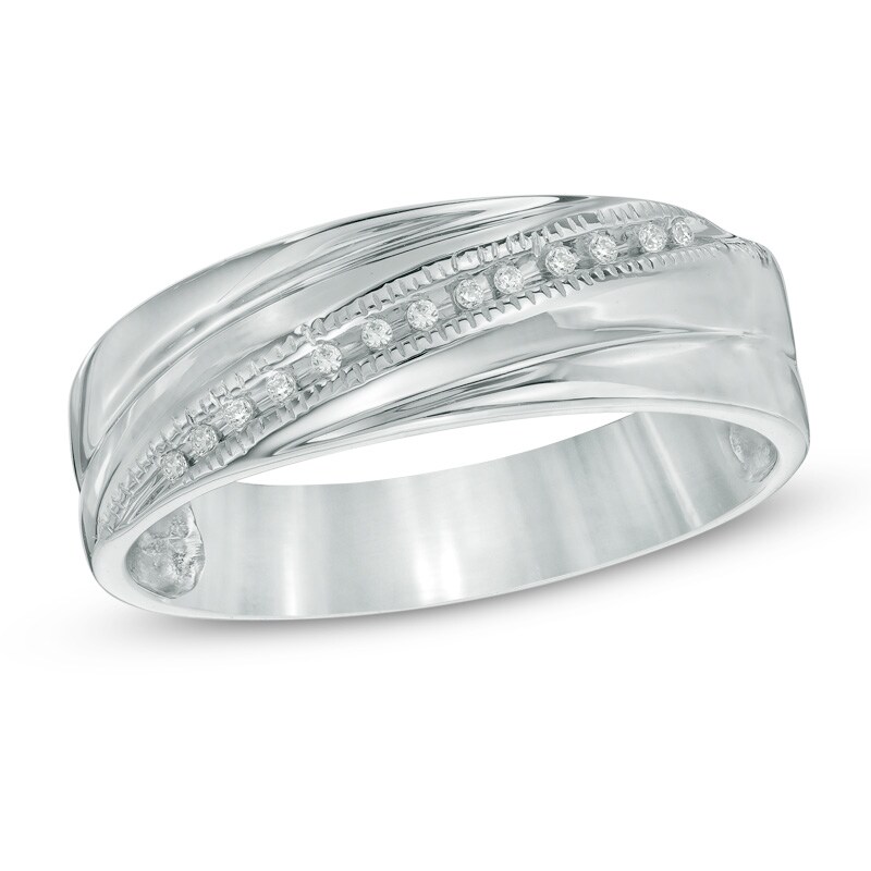 Main Image 1 of Previously Owned - Diamond Accent Wedding Band in Sterling Silver