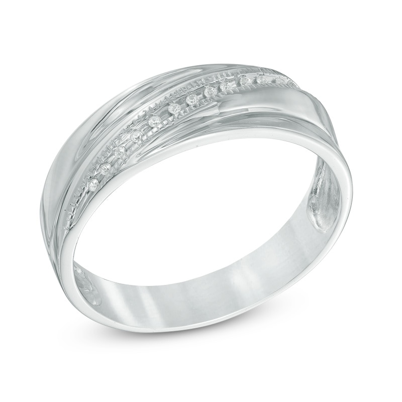 Main Image 2 of Previously Owned - Diamond Accent Wedding Band in Sterling Silver