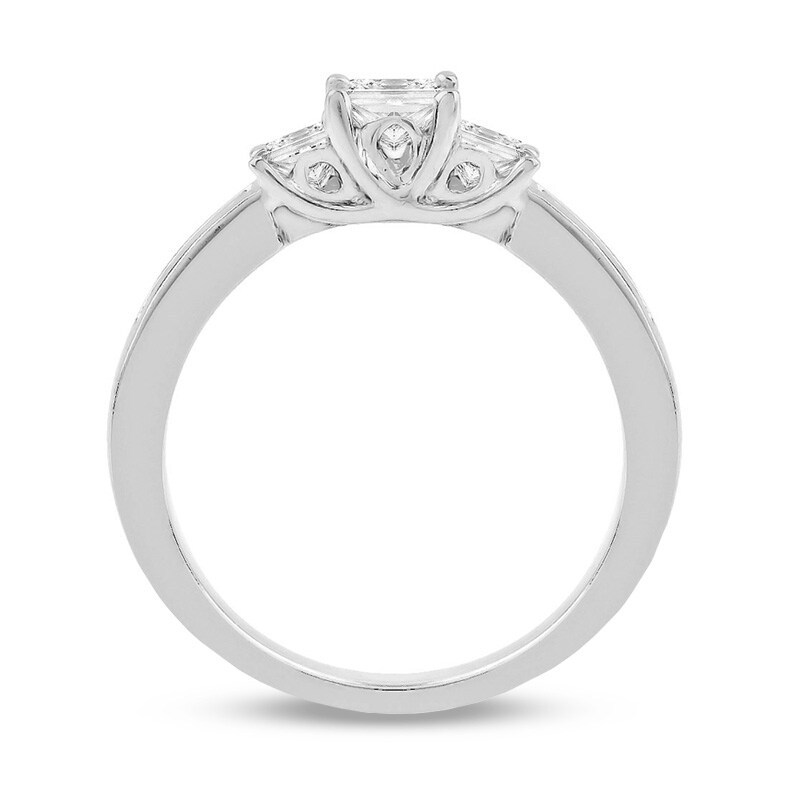 Main Image 2 of Previously Owned - 1/2 CT. T.W. Princess-Cut Diamond Three Stone Engagement Ring in 14K White Gold