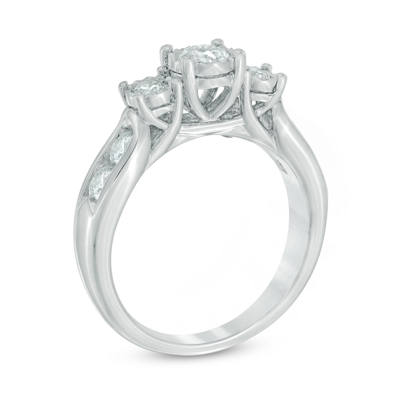 Main Image 2 of Previously Owned - 1 CT. T.W. Diamond Miracle Past Present Future® Engagement Ring in 10K White Gold