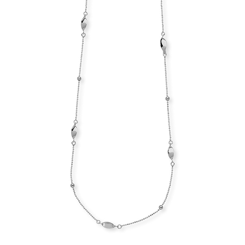 Main Image 1 of Previously Owned - Diamond-Cut Station Necklace in 14K White Gold - 17&quot;